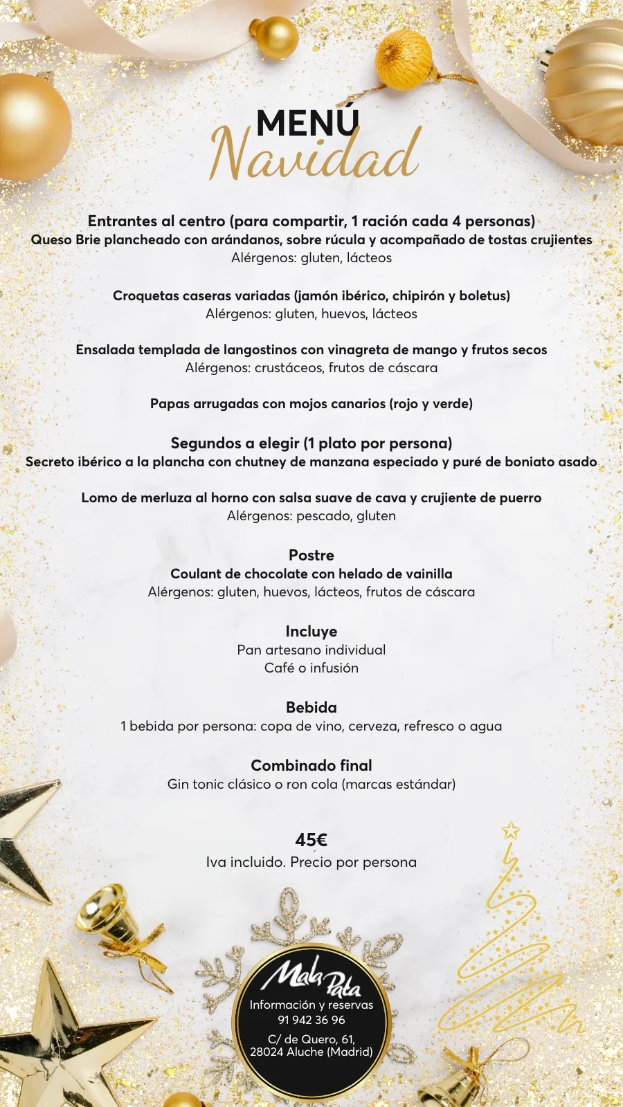 Menú de Navidad en Mala Pata Aluche (Madrid) – 45€