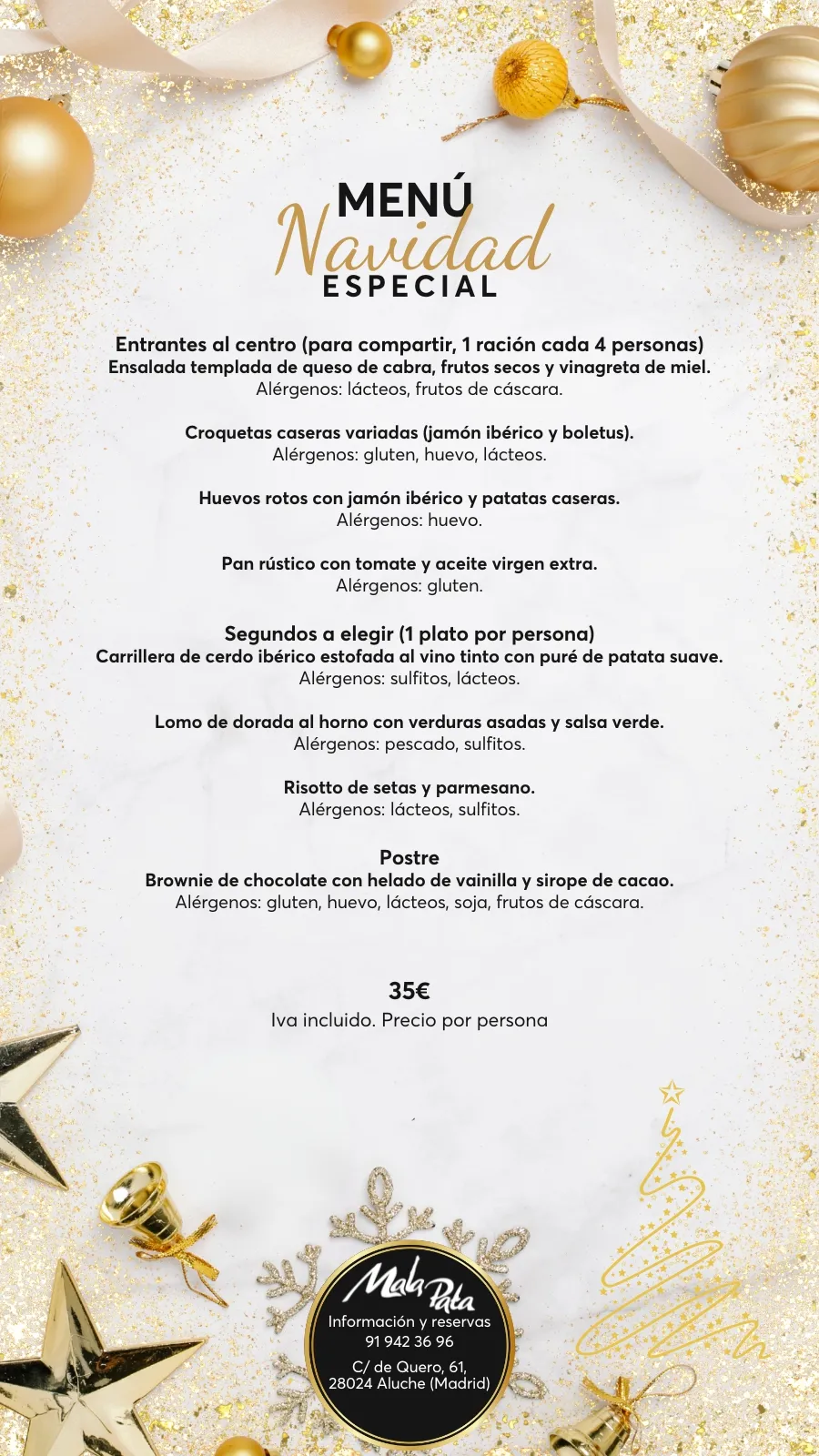 Menú Especial Navidad en Mala Pata Aluche – 35€